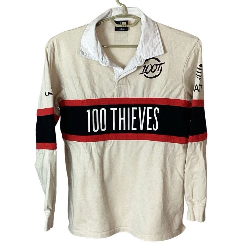 100 Thieves 2022 Worlds Jersey Polo Men’s L Long Sleeve Rugby